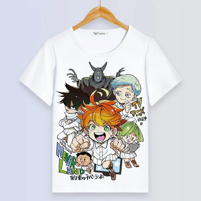 Футболка в стиле аниме «The Promised Neverland» для мужчин и женщин, футболка с коротким рукавом, Harajuku, летние хлопковые топы, уличная одежда для пар