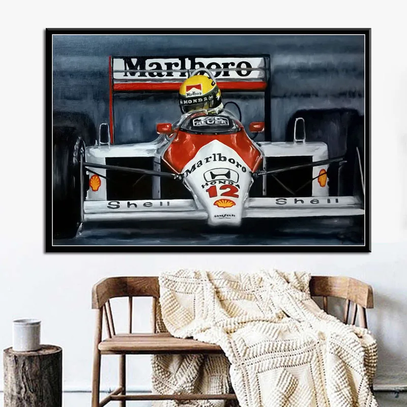P726 картина маслом Ayrton Senna Sport F1 Racing Star Champion художественная живопись Шелковый Холст