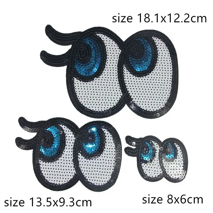 Бесплатная доставка 3 размера вышитые глазки с блестками нашивки для утюга