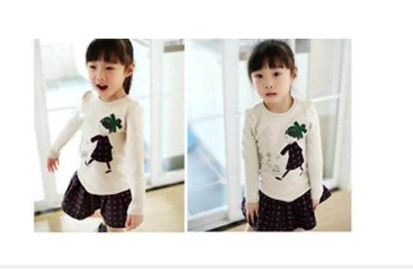 Оптовая продажа хлопковая рубашка с длинными рукавами для маленьких девочек