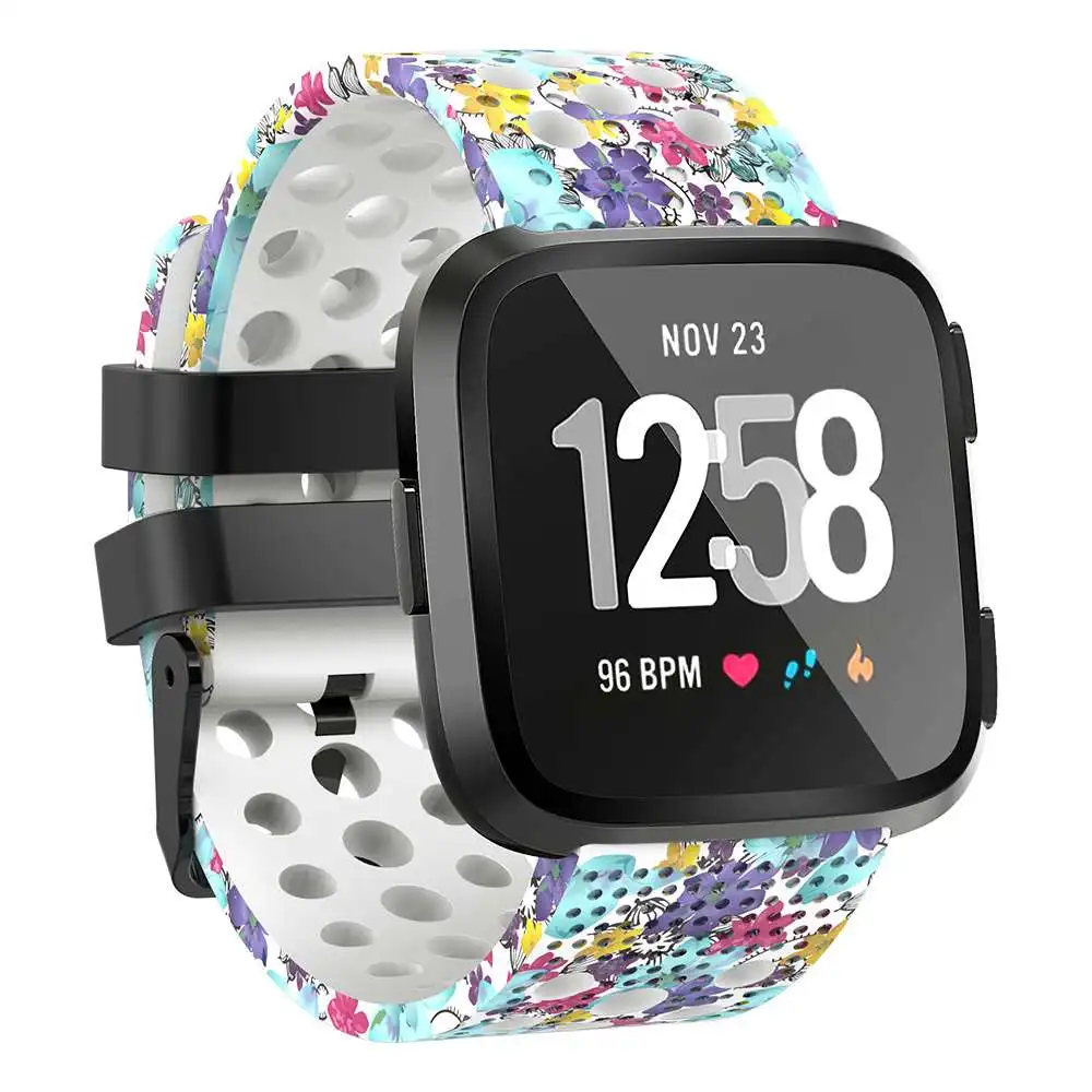 Design04 Браслет для Fitbit Versa силиконовый регулируемый спортивный браслет дышащий ремешок для часов с отверстиями для воздуха для Fitbit Versa - Цвет: Design04
