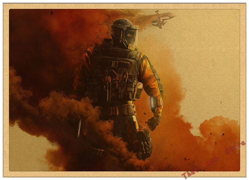 Плакат Tom Clancy's Rainbow Six Siege, украшение, плакат, наклейка на стену, Ретро плакат из крафт-бумаги 42*30 см