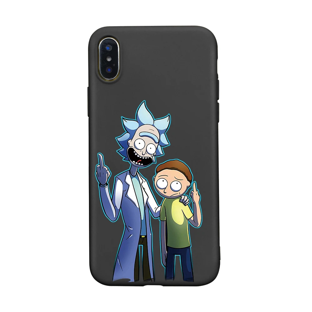 Милый чехол для телефона Rick marty Pickle для iphone 8, 7, 6, 6s Plus, 5S, SE, разноцветный мягкий чехол для телефона из ТПУ для iphone X, XS, XSMAX, XR, чехол - Цвет: black-4574