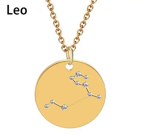 Gemini Libra, астрологическое зодиакальное ожерелье для женщин, 12, созвездие, звезда, циркон, кристалл, массивное ювелирное изделие, Знак зодиака, золотое ожерелье - Окраска металла: Leo