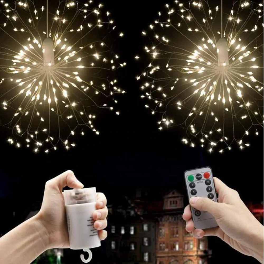 Подвесной фейерверк Starburst светильник s, 198 светодиодный фейерверк Starburst Одуванчик Сказочный светильник s струнный светильник на батарейках, 2/1 упаковка