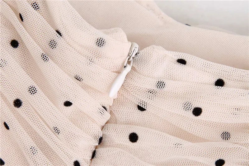Bazaleas винтажный буф рукав сетка vestidos ретро точка печати летнее платье модные Ruched