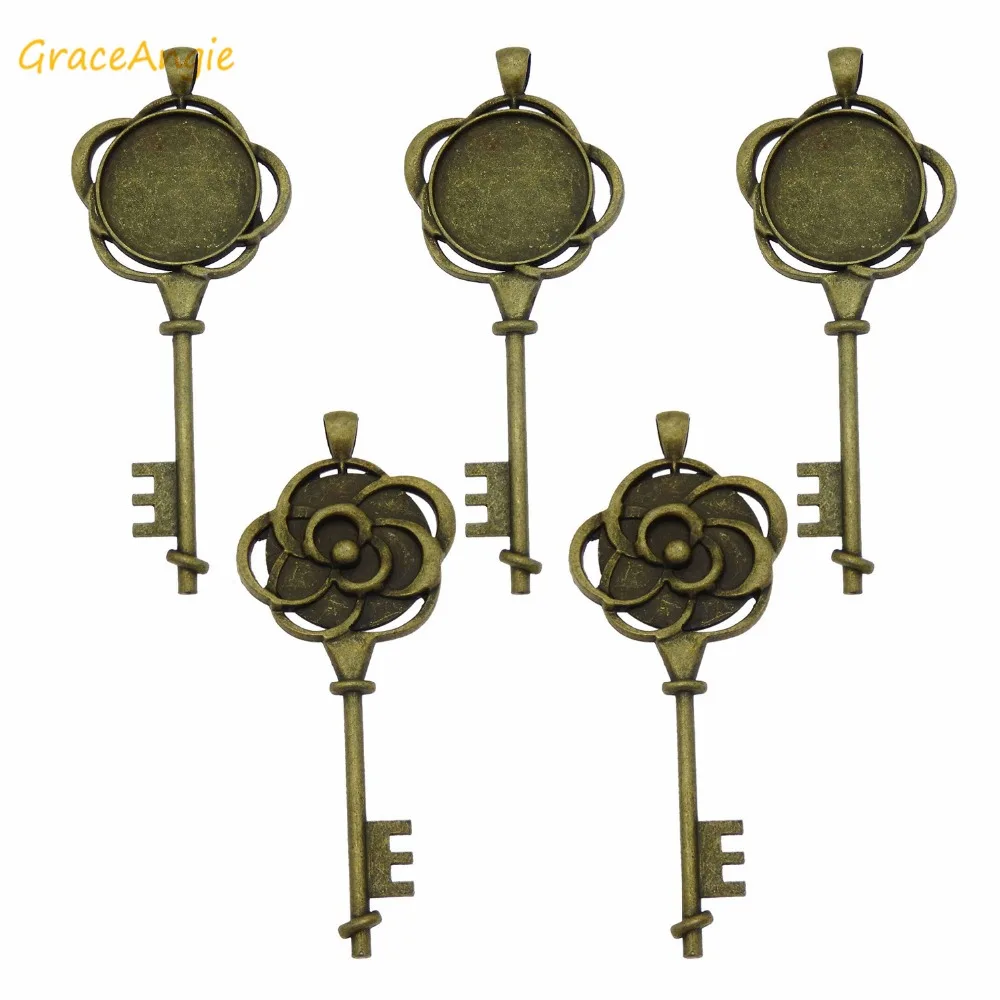 GraceAngie 5 шт./упак. металлические винтажные брелоки подвески база из старинной