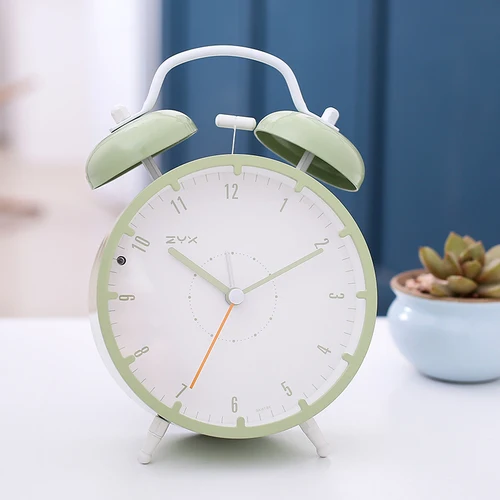 4 inch green Горячая Распродажа, кварцевые часы Despertador, студенческие милые часы с будильником, бесшумные Детские Мультяшные простые металлические игольчатые круглые часы с подсветкой - Цвет: 4 inch green