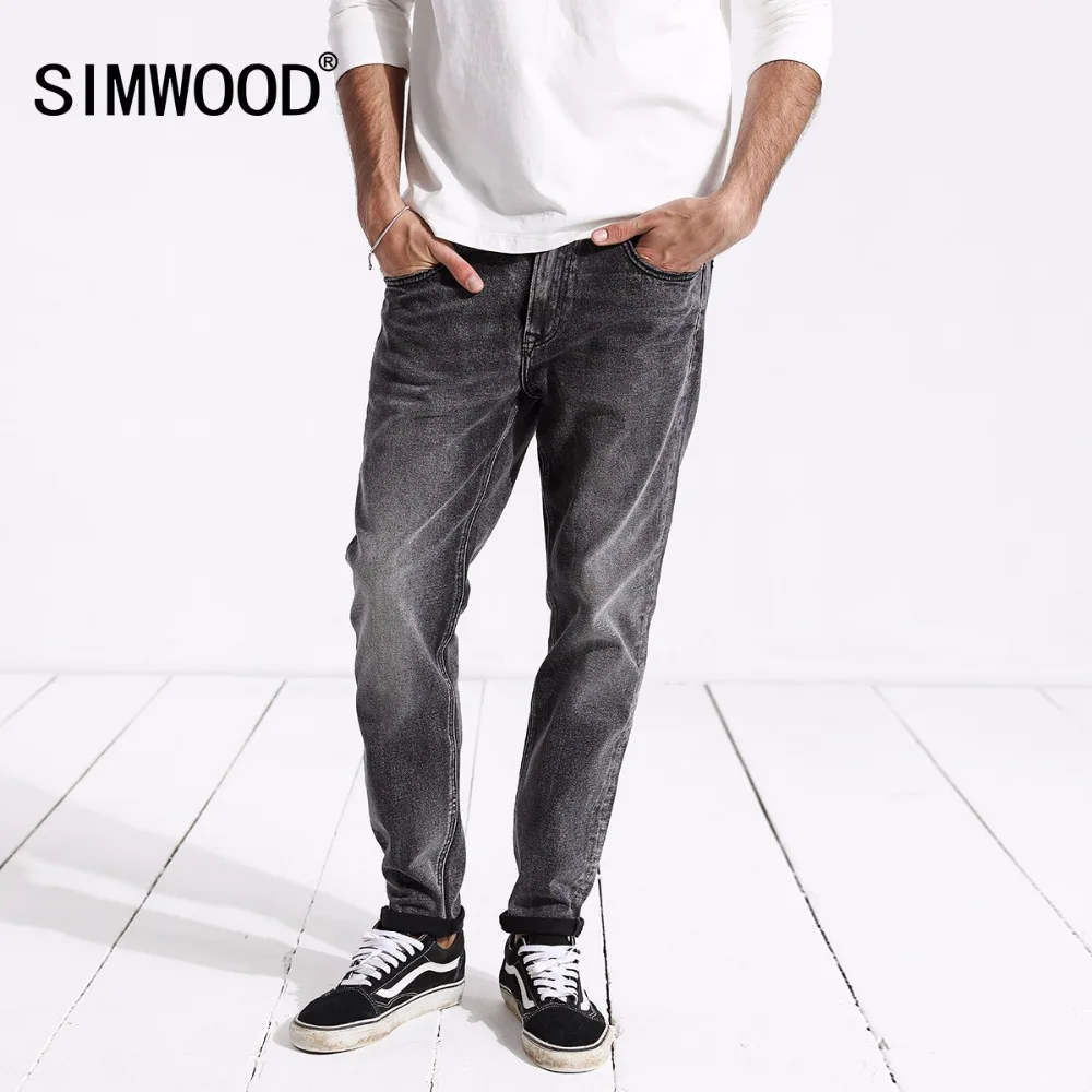 Демисезонные мужские джинсовые брюки SIMWOOD винтажные облегающие штаны из денима