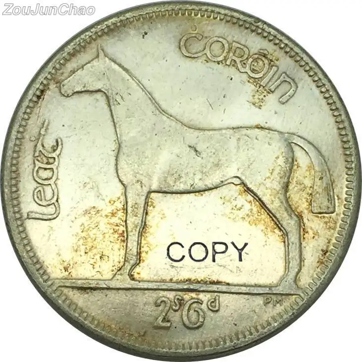 Ireland Coins 1928 Saorstat Eireann Horse и значение Percy Metcalfe 1/2 Корона медная Посеребренная