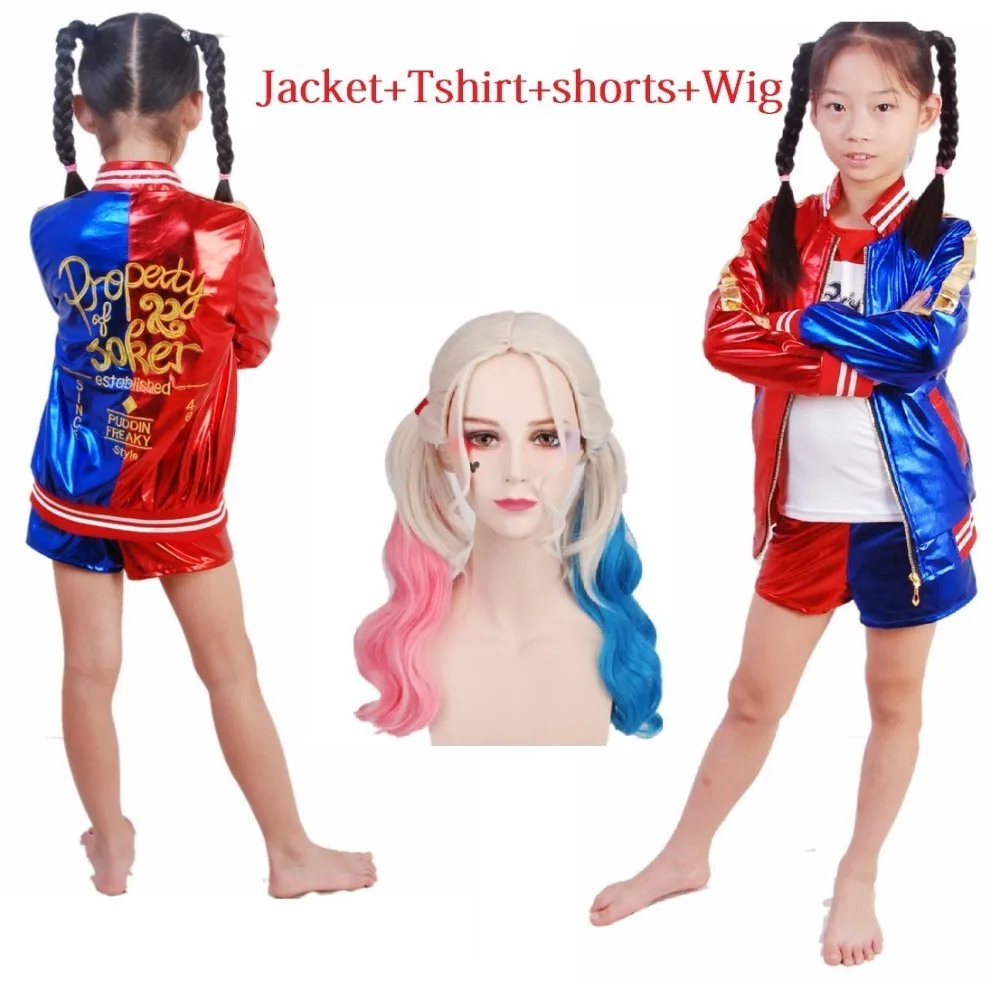 Костюм на Хэллоуин для детей отряд самоубийц Харли Квинн костюм футболка девочек