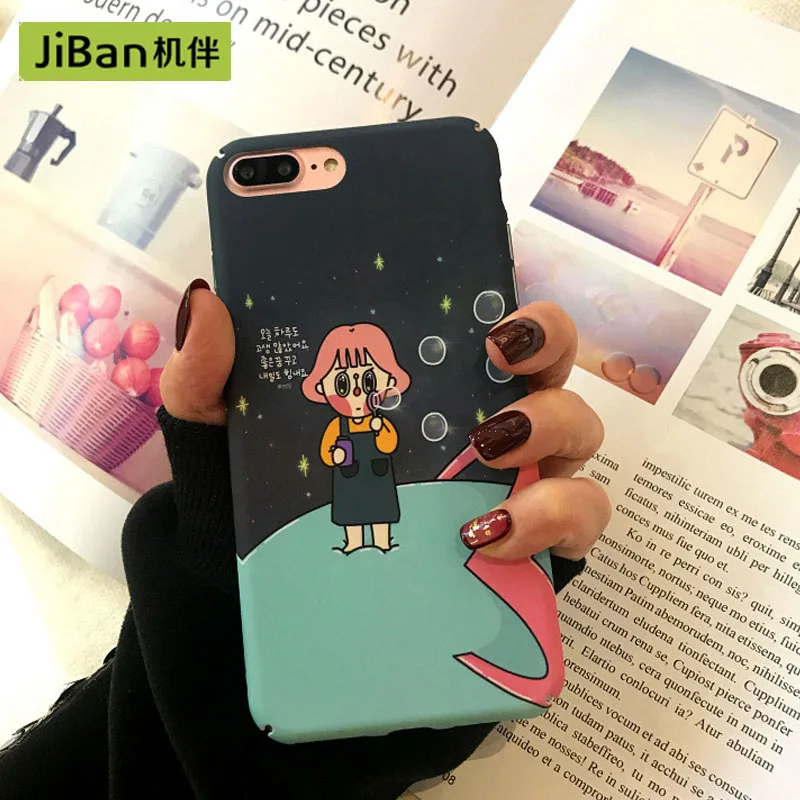 Jiban Star пузырь девушка Mobile Shell для iPhone 7 Plus/8/X 6 S чехол матовый Жесткий защитный