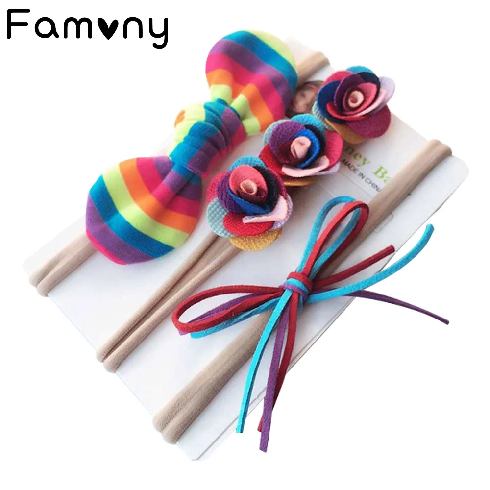 3 шт./компл. Радужная нейлоновая Тонкая Повязка на голову цветок Русалка