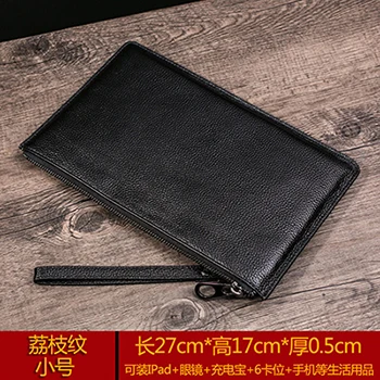 lizhi small black Модные мужские сумки из воловьей кожи, первый слой, мужской клатч, мягкая кожа, тонкая сумка с верхней ручкой, мужская сумка, сумка для мобильного телефона - Цвет: lizhi small black