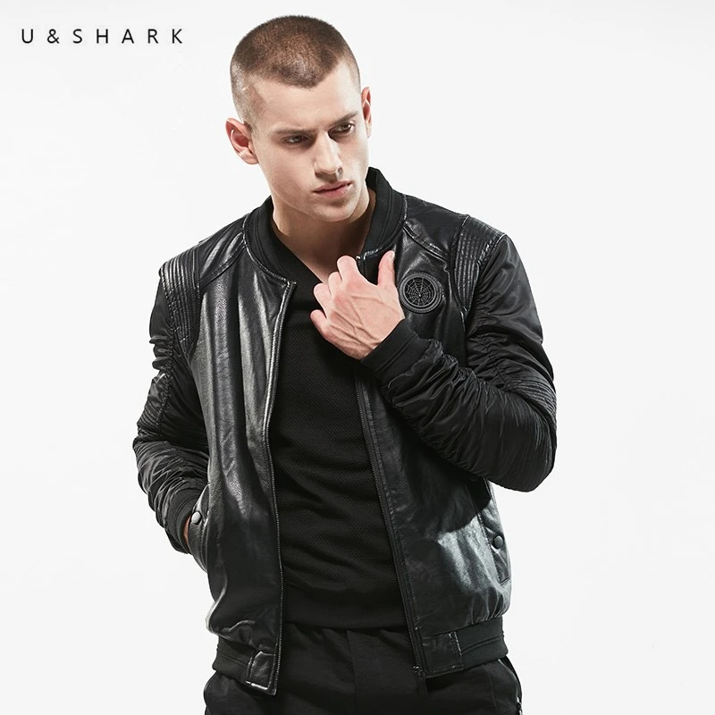 U &amp SHARK демисезонный мотоциклетные кожаные куртки для мужчин на молнии Костюмы