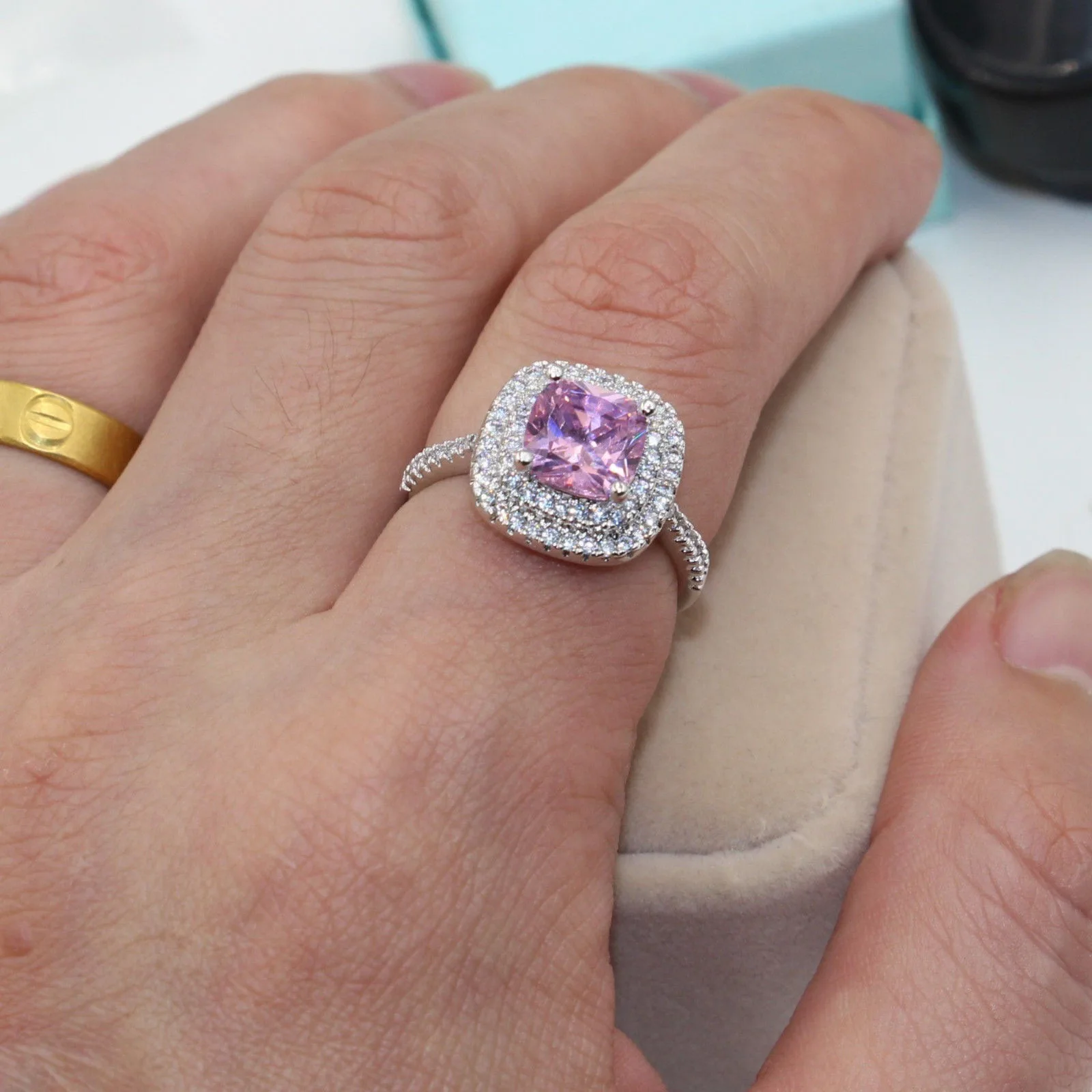 4 цвета огранка 8 мм AAAAA Циркон Cz 925 Anillos серебро Женское Обручальное кольцо обручальное/розовый/фиолетовый цвет изысканное ювелирное изделие 6-10