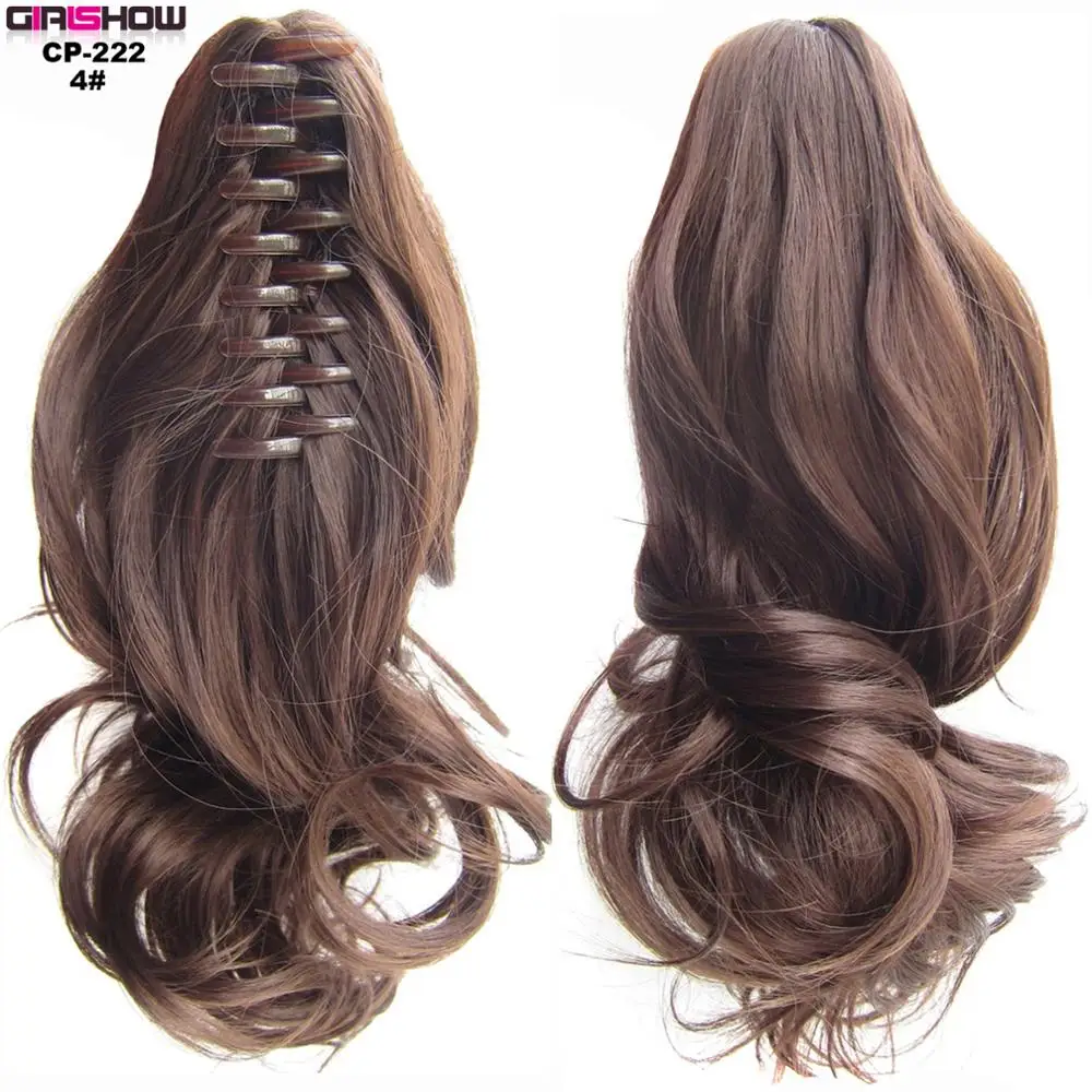 CP222 Color 4 Girlshow Короткие Волнистые Коготь Конский хвост термостойкие синтетические волокна челюсти шиньон 24 Цвета 1", 1 шт - Цвет: CP222 Color 4