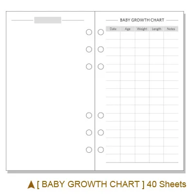 BABY GROWTH CHART Блокнот NEVER Spiral, наполнитель, бумага А6, планировщик, Еженедельный план, сетка, точка, линия, вставки, дневник, книга, внутреннее ядро, 40 листов, канцелярские принадлежности - Цвет: BABY GROWTH CHART