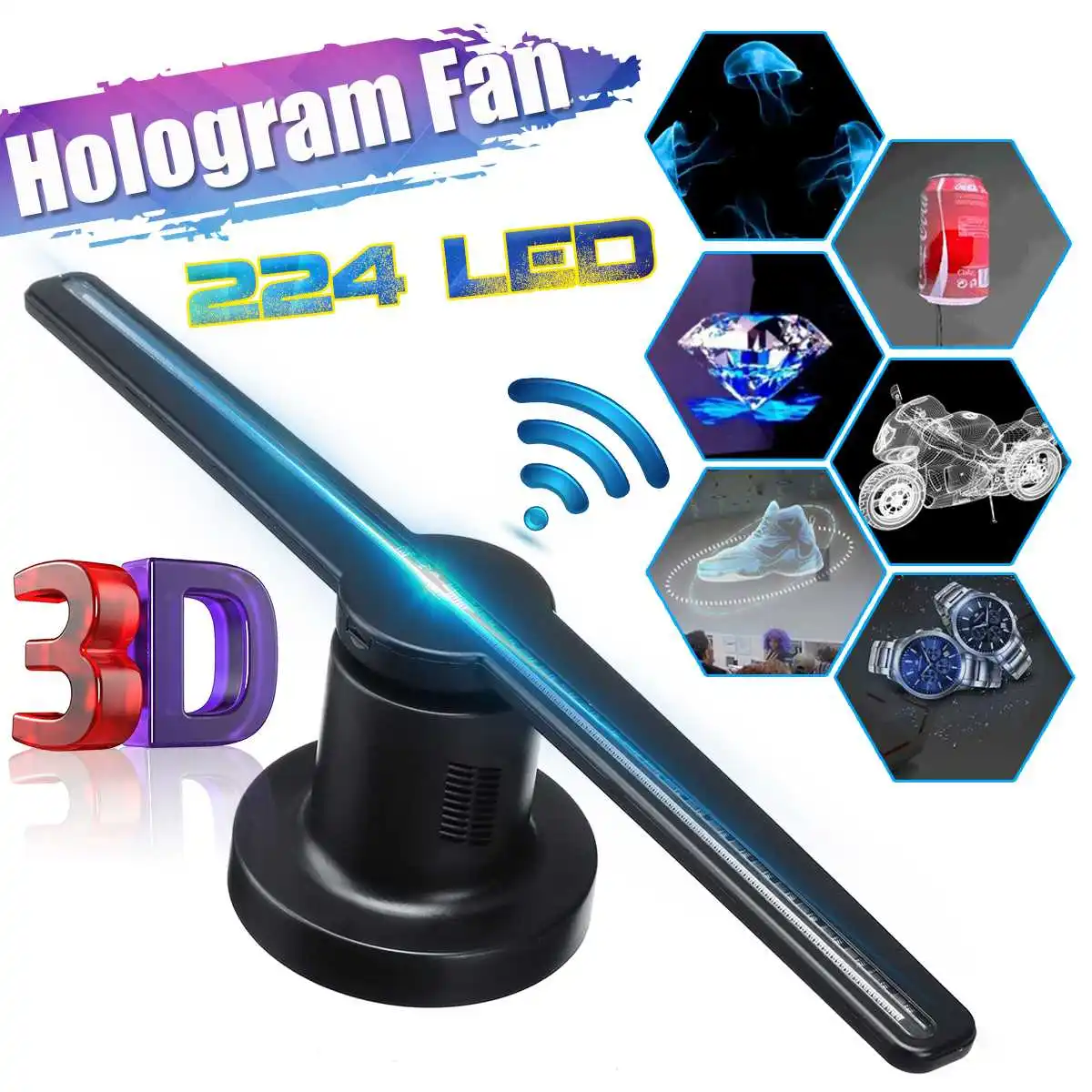 3D Hologram Обновленный 100 см Wifi 3D голографический проектор голограмма плеер светодиодный дисплей Вентилятор рекламный светильник управление приложением с батареей на открытом воздухе - Мощность в ваттах: 3D Hologram