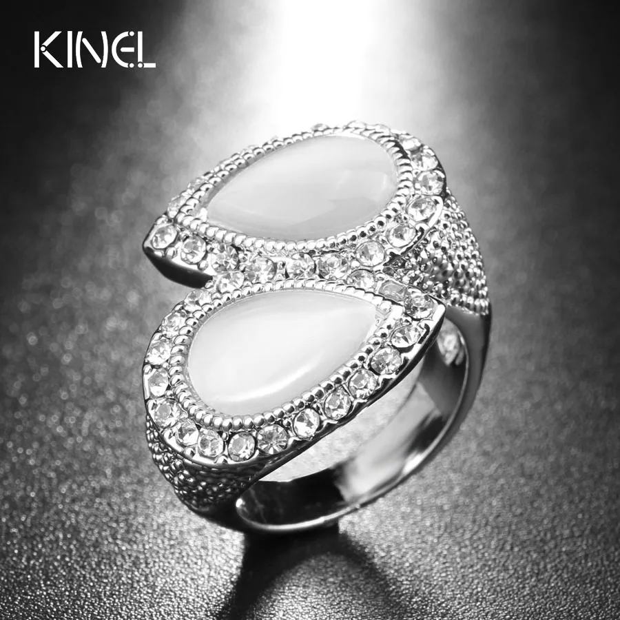Лидер продаж 2017 года модное серебряное кольцо с опалом и двойным кристаллом в