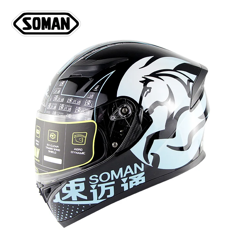 2020 год мотоциклетные шлемы Soman с двойными линзами новая модель мотоциклетных