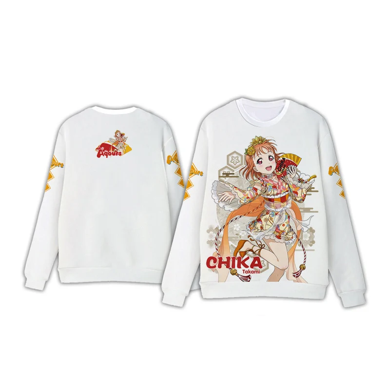 Lovelive солнце Aqours футболка с длинными рукавами Косплэй костюм Любовь в прямом эфире таками Чика балахон ежедневно Повседневное Толстовка Футболка
