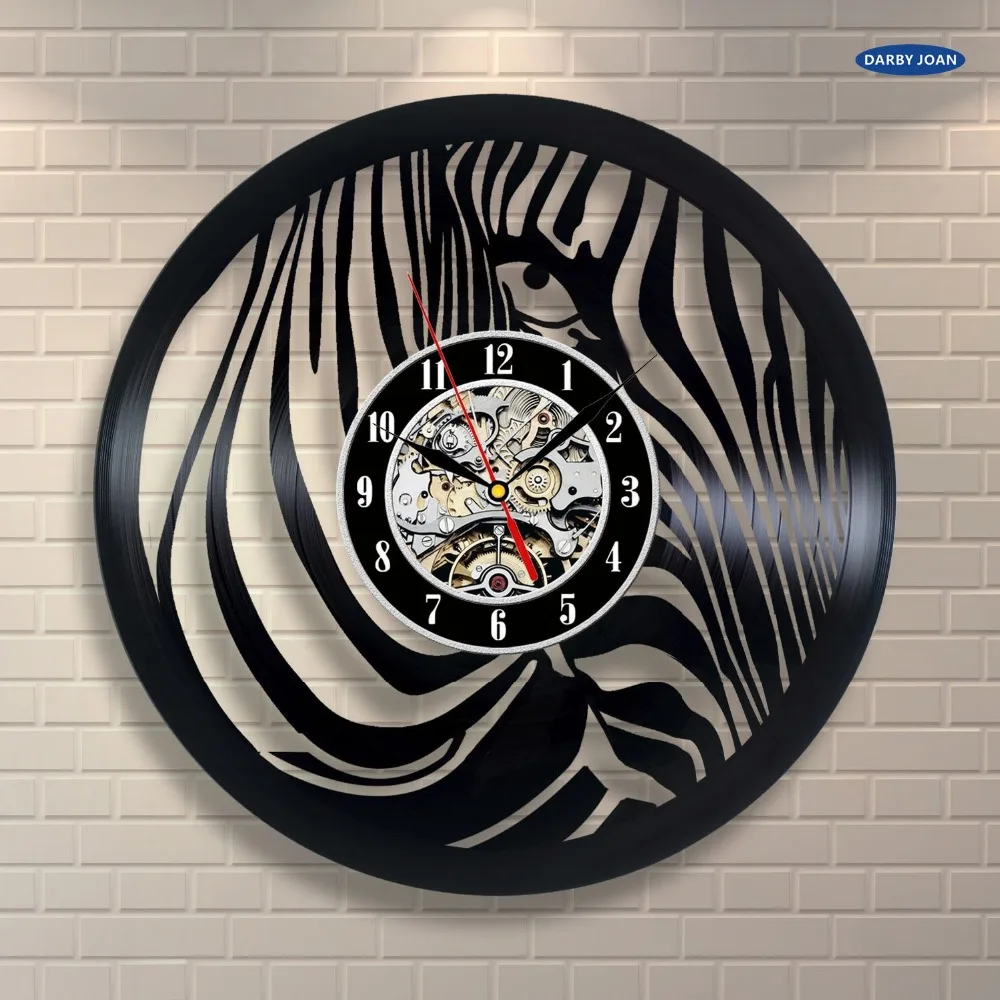 2017 с рисунками животных зебры виниловых пластинок настенные часы художественный