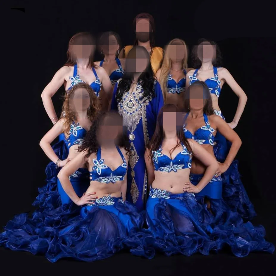 Женский костюм Стразы для танца живота комплект из 3 предметов с бюстгальтером