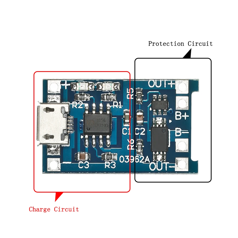 5 шт. в 1 А зарядка литиевой батареи Micro USB 18650 + Защитная печатная плата модуль