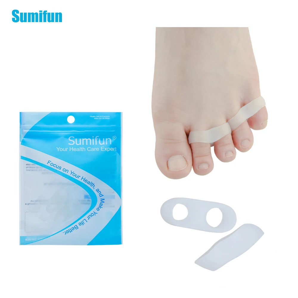 

2Pcs Silicone Gel Toe Finger Separator Feet Care Braces Supports Tools Bunion Guard Foot Hallux Valgus Foot Massager C133