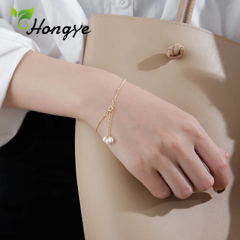 Hongye Новый Модный жемчужный браслет регулируемый золотой цвет наручные