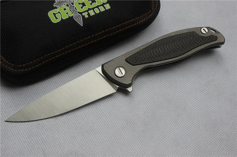 Зеленый шип S35vn лезвие F95 Flipper складной нож двухрядные керамический шарик Титана