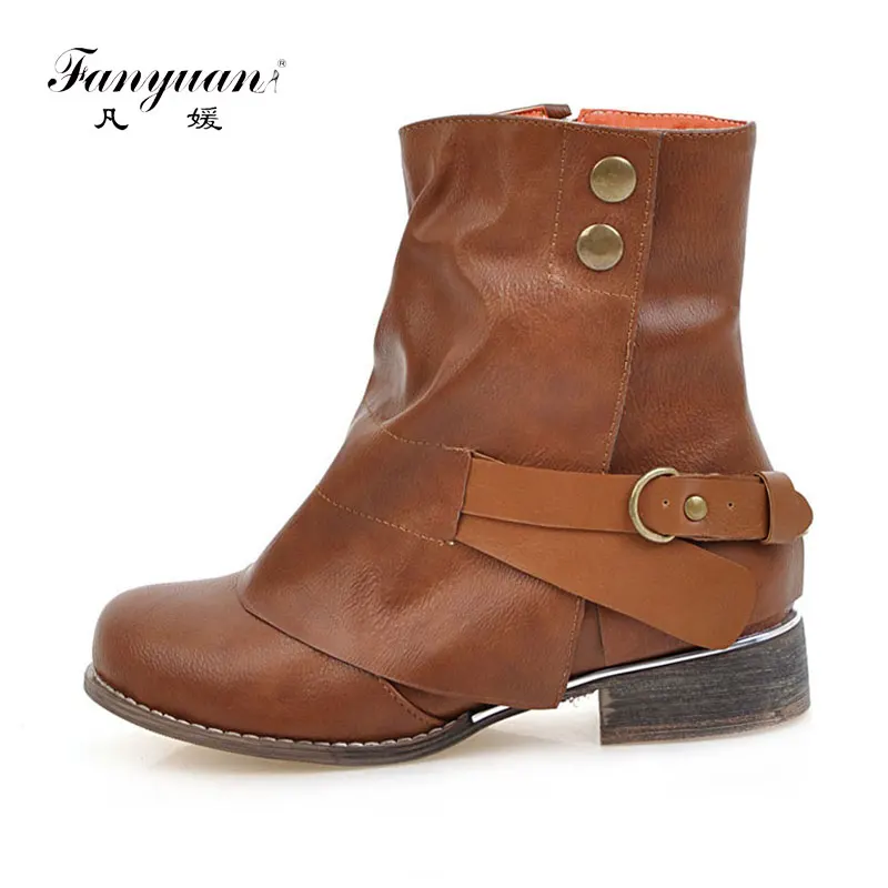 Женские ботинки на толстом каблуке с ремешком и пряжкой женские зимние женская