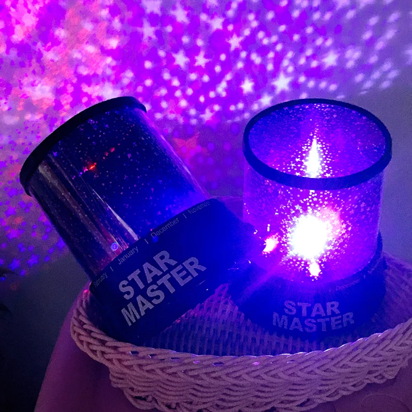 LED Night Light Projector Starry Sky Star Moon Appy Birthday Master Children Kids Baby Sleep Colorful Projection Lamp Lights | Лампы и