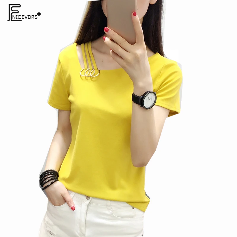 2019 летние футболки Новые популярные женские модные повседневные открытые топы с