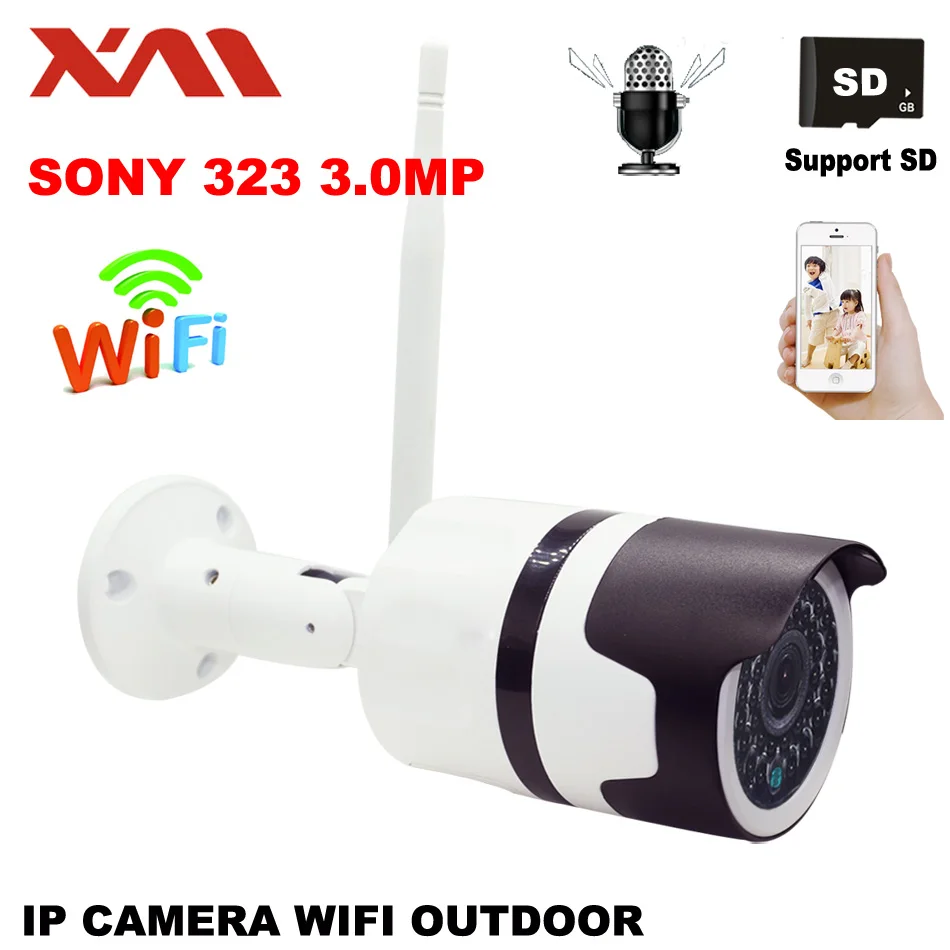 XM Sony IXM323 Беспроводная 3.0MP наружная Водонепроницаемая цилиндрическая ip камера Wifi