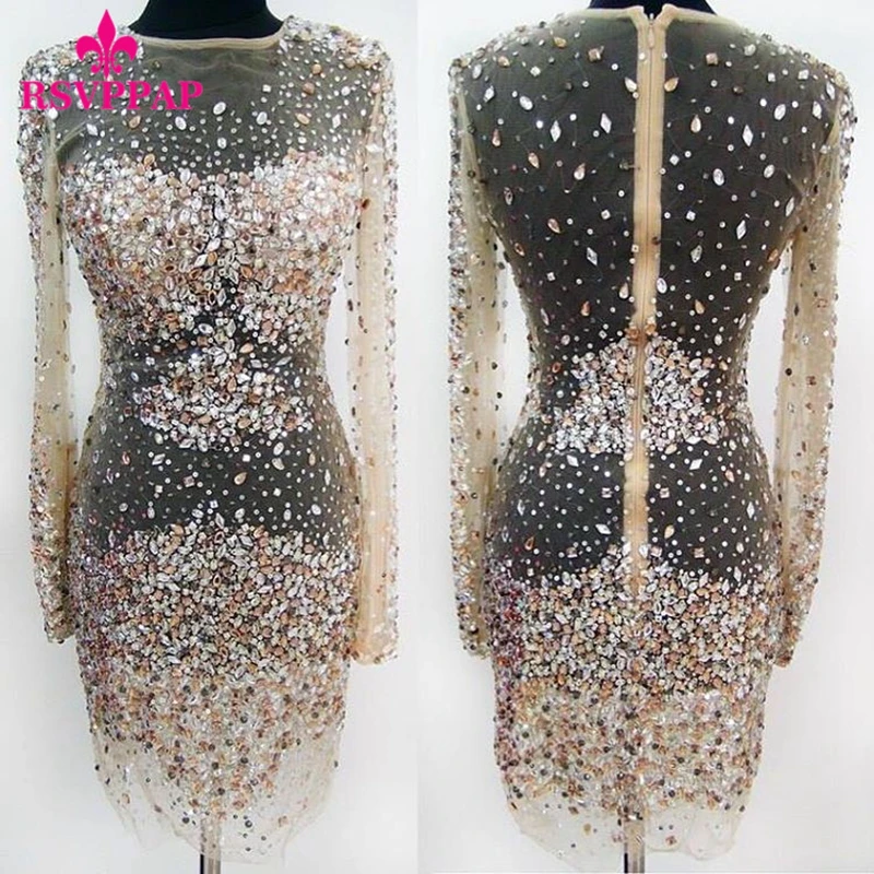 Соблазнительные вечерние платья с длинным рукавом прозрачное короткое вечернее