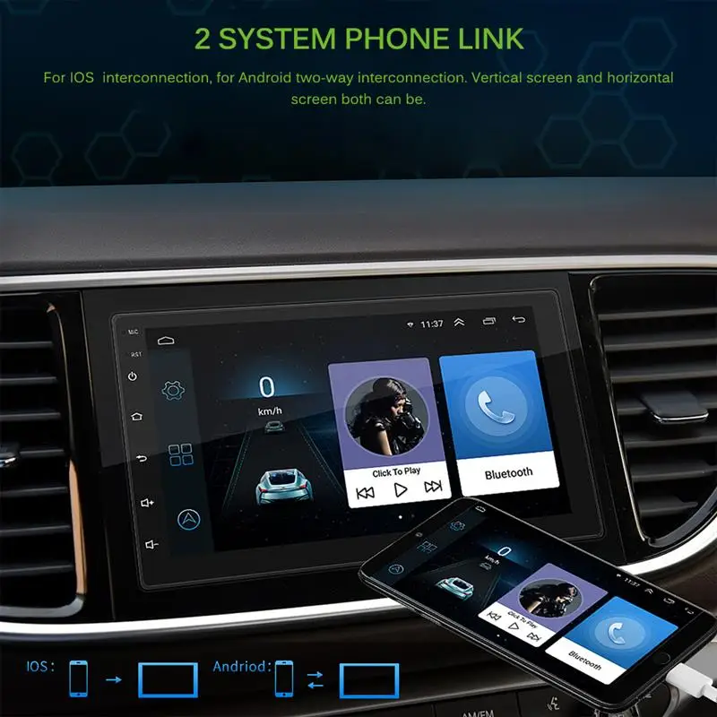 Автомобильный радиоплеер с 7-дюймовым HD-экраном Bluetooth 4 0 навигация поддержка