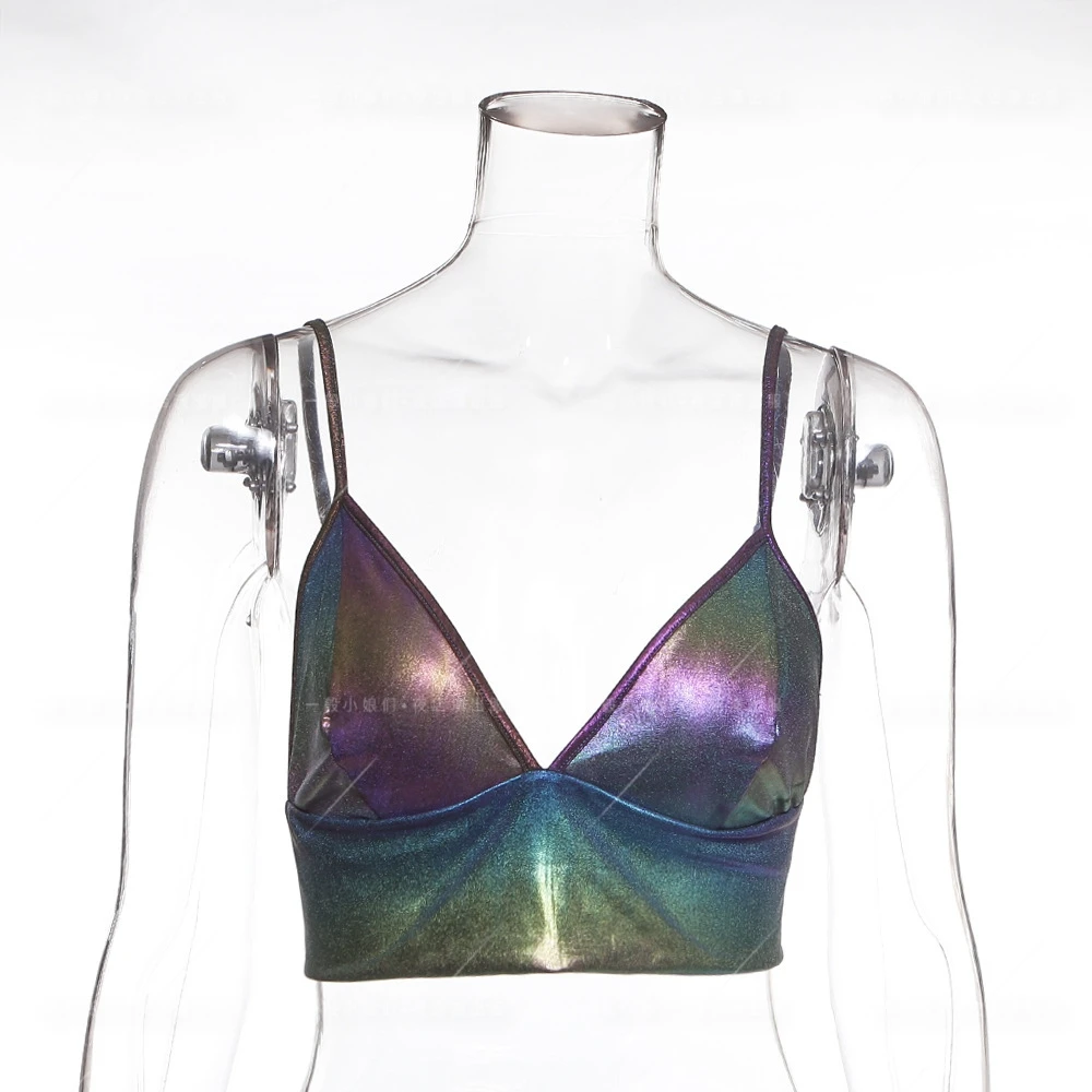 

Hologram Iricident Lighting Bra Club Party Music Festvial Women Sexy Costumes