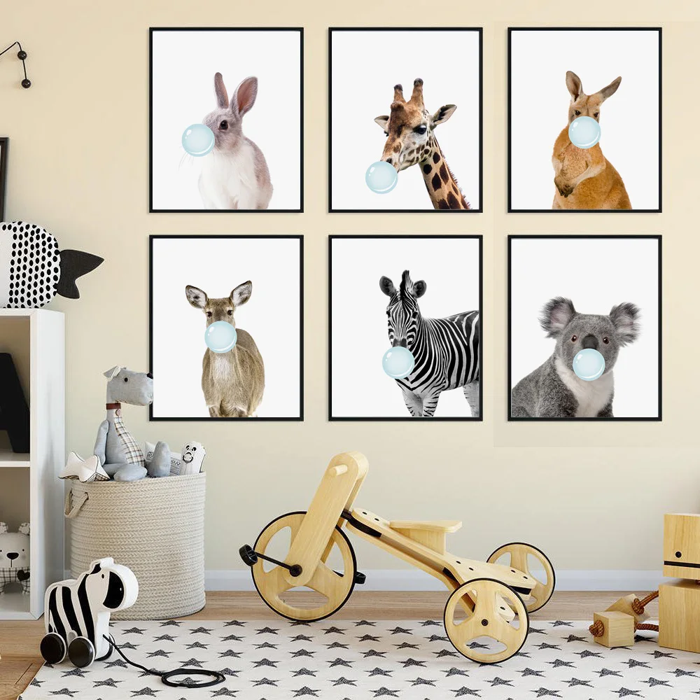 

Giraffe Zebra Koala Animal Posters and Prints Wall Art Canvas Painting Nursery Decorative Picture Nordic Style Kids Room Decor