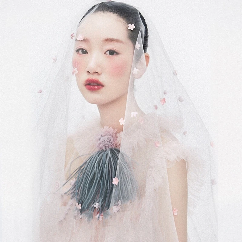 Очаровательный розовый лепесток свадебная вуаль искусственный цветок собора