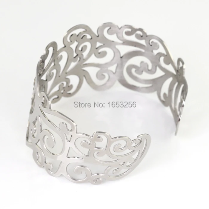 Лучшие подарки полые цветы кружевной дизайн манжета браслет из нержавеющей