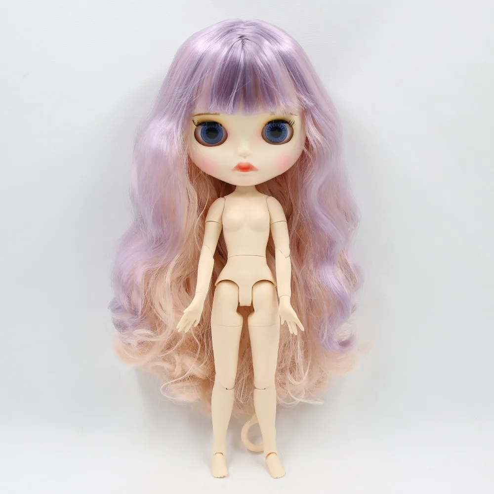 Ледяная кукла DBS Blyth фиолетовые и розовые волосы матовое лицо с бровью Карвен губы
