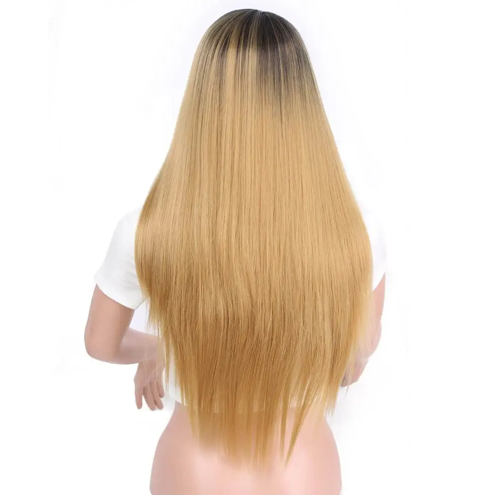 r4-27 Doris beauty Ombre длинный прямой черный бирюзовый зеленый парик для женщин со средней частью Синтетический Косплей Термостойкое волокно - Цвет: r4-27