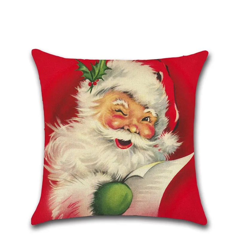 Рождественские льняные Чехлы для подушек с Санта-Клаусом украшение дивана чехлы