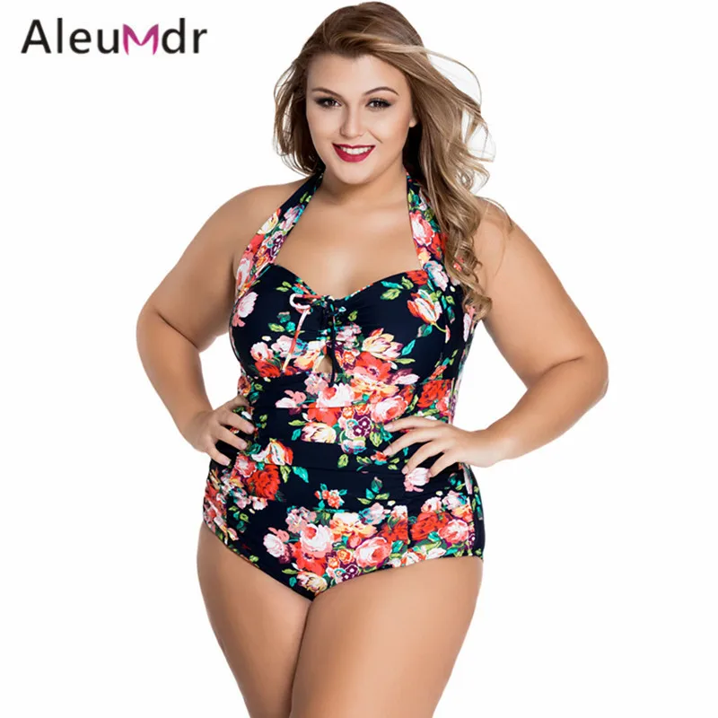 Женский слитный купальник бикини Aleumdr с цветочным принтом на шнуровке пляжная