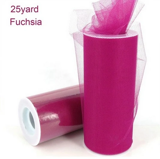 Fuchsia 25 yard FENGRISE ткани 100 Двор 15 см DIY Тюль ролл Катушка Туту Одежда трикотажная ткань для Свадебный декор швейные для вечеринки, дня рождения поставок событий ткани ткань для платья свадебный декор свадебные украшения - Цвет: Fuchsia 25 yard