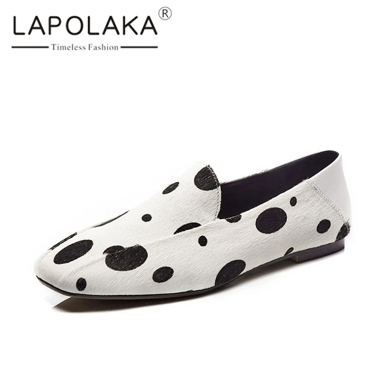 Lapolaka/Фирменная Новинка Большие размеры 33–42 в горошек женские лоферы женская обувь на каждый день в офис, для вечеринок Демисезонный Туфли без каблуков