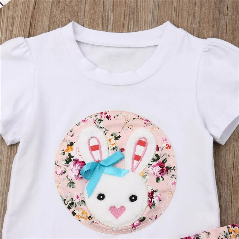 Милые комплекты одежды из 2 предметов с кроликом для девочек летние хлопковые