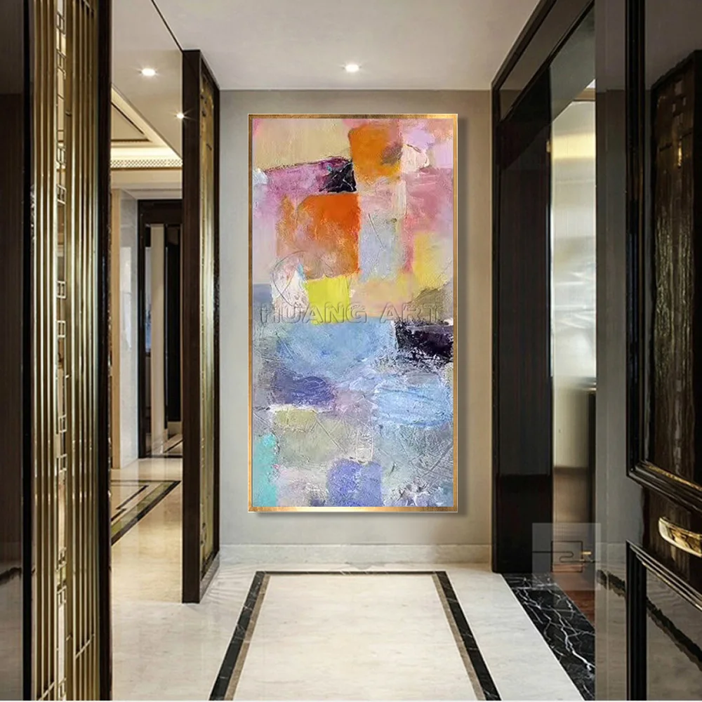 Цветная абстрактная картина маслом на холсте для гостиной настенный Декор 100%